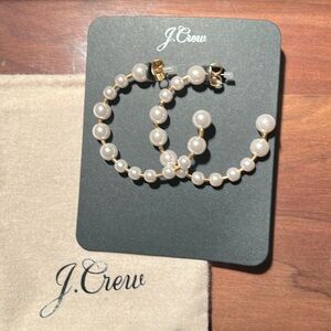 NEW!  J Crew Pearl Hoop Earrings